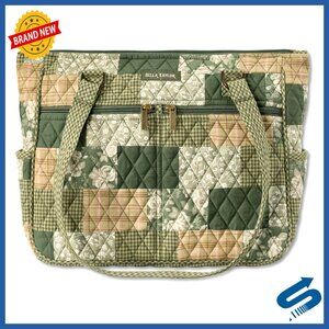 Lightweight Quilted Tote Bag with 10 Pockets, Large Shoulder Purse